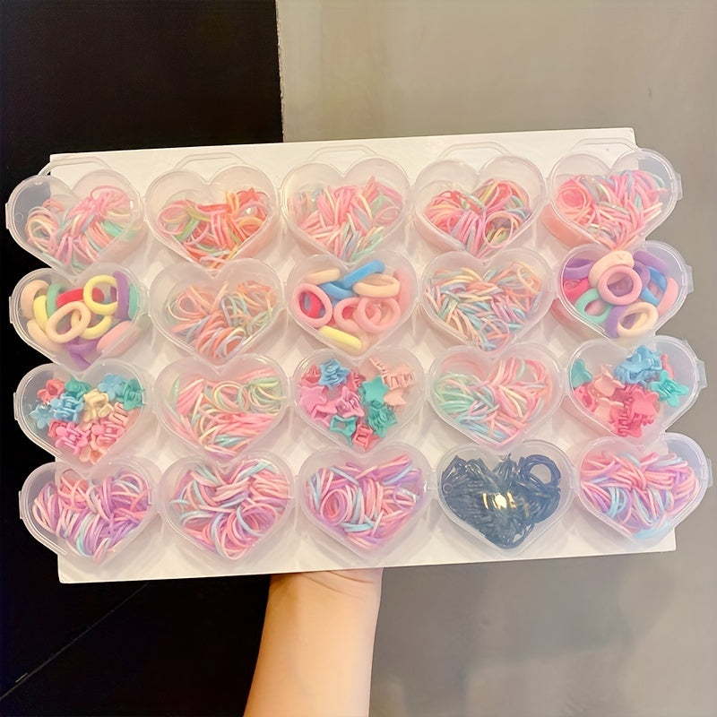 320pcs Macaron Hair Accessories Elastic Hair Tie Claw Clip