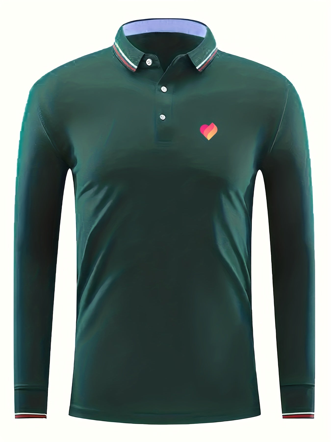 Men's Vintage Long Sleeve Polo Shirt Casual Button Up Polo Shirt