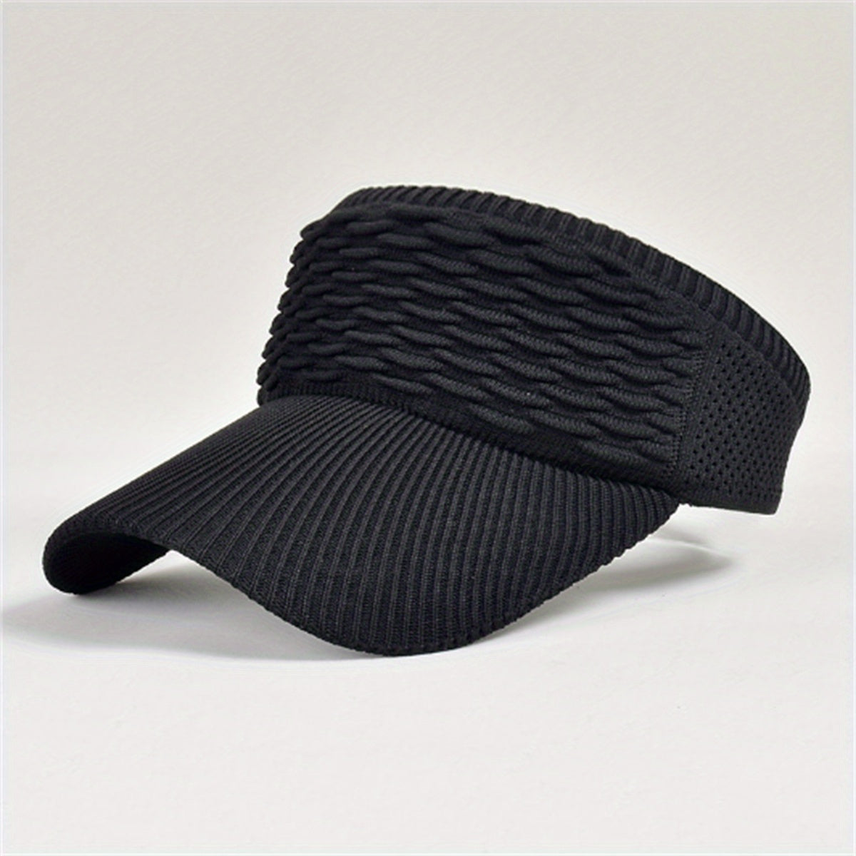 Adjustable Solid Visor Hat Lightweight Ruched Knitted Sun Hat