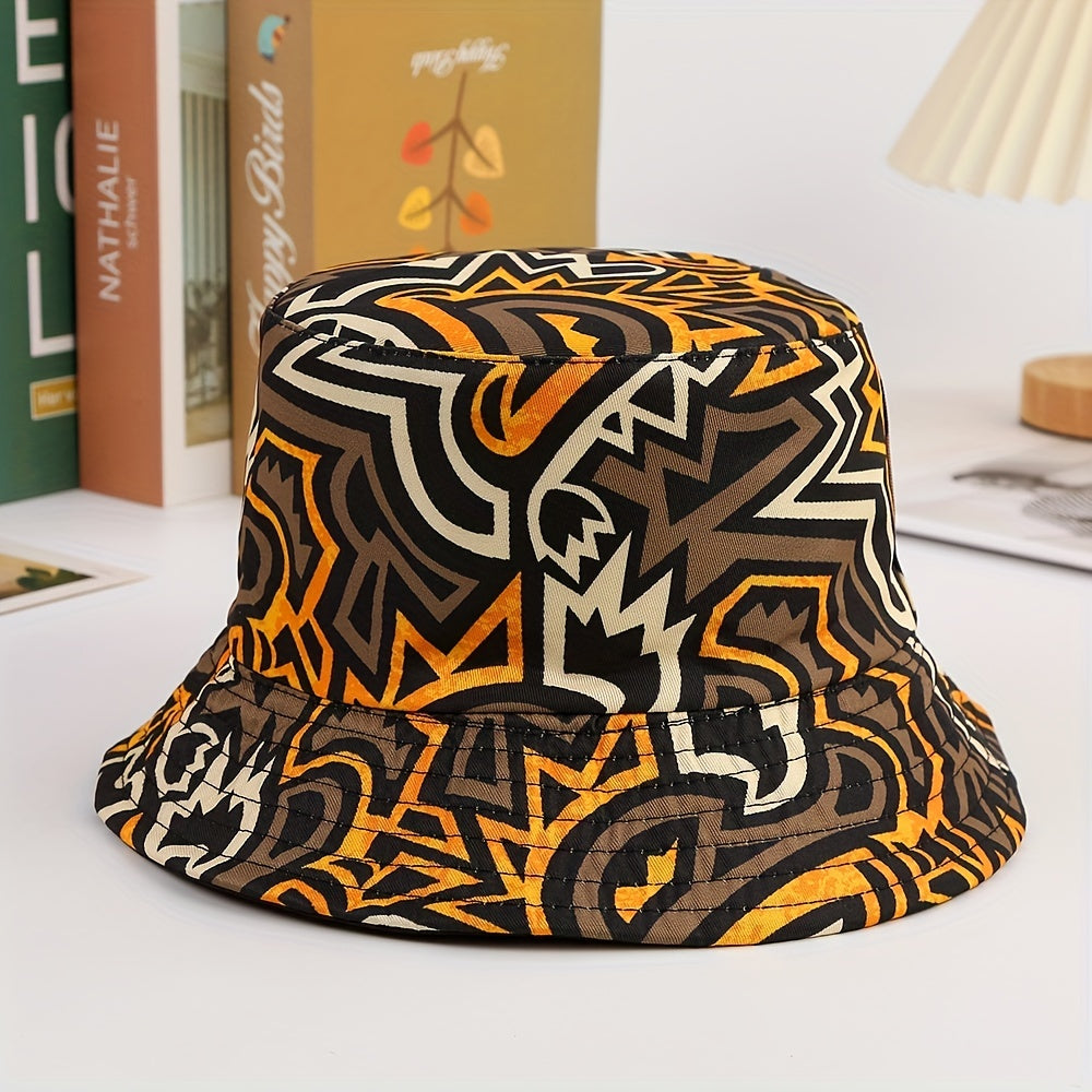 1pc Printed Multicolor Bone Bucket Hat
