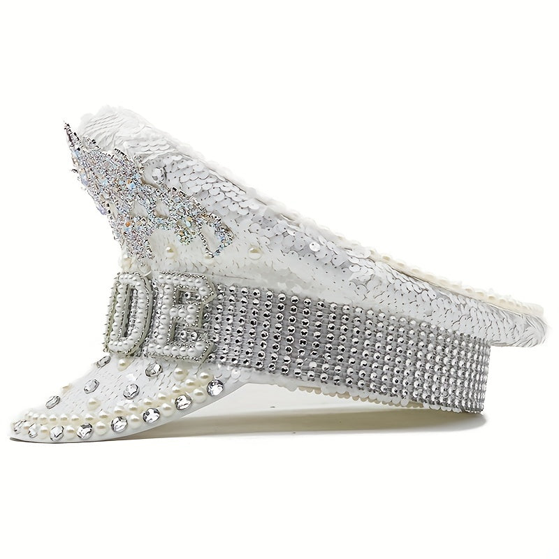 Bride Hat with Rhinestones & Pearls for Bachelorette Party