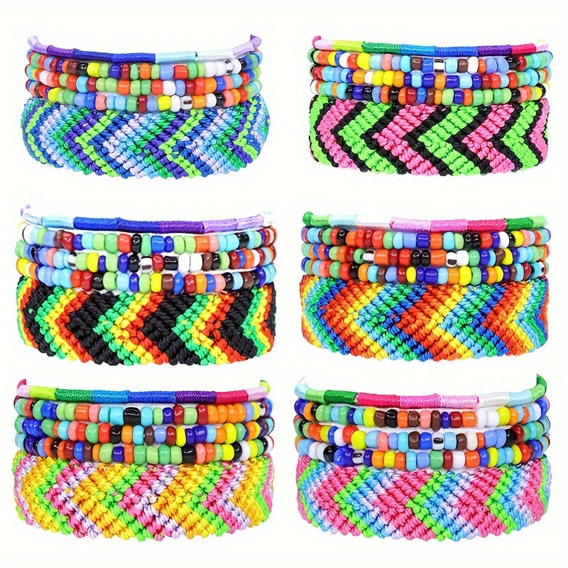 5-Piece Rainbow Bracelet Set Friendship Wristband Boho Bracelet for Friends