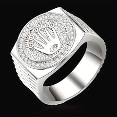 Hip Hop Palm & Crown Rhinestone Men's Ring