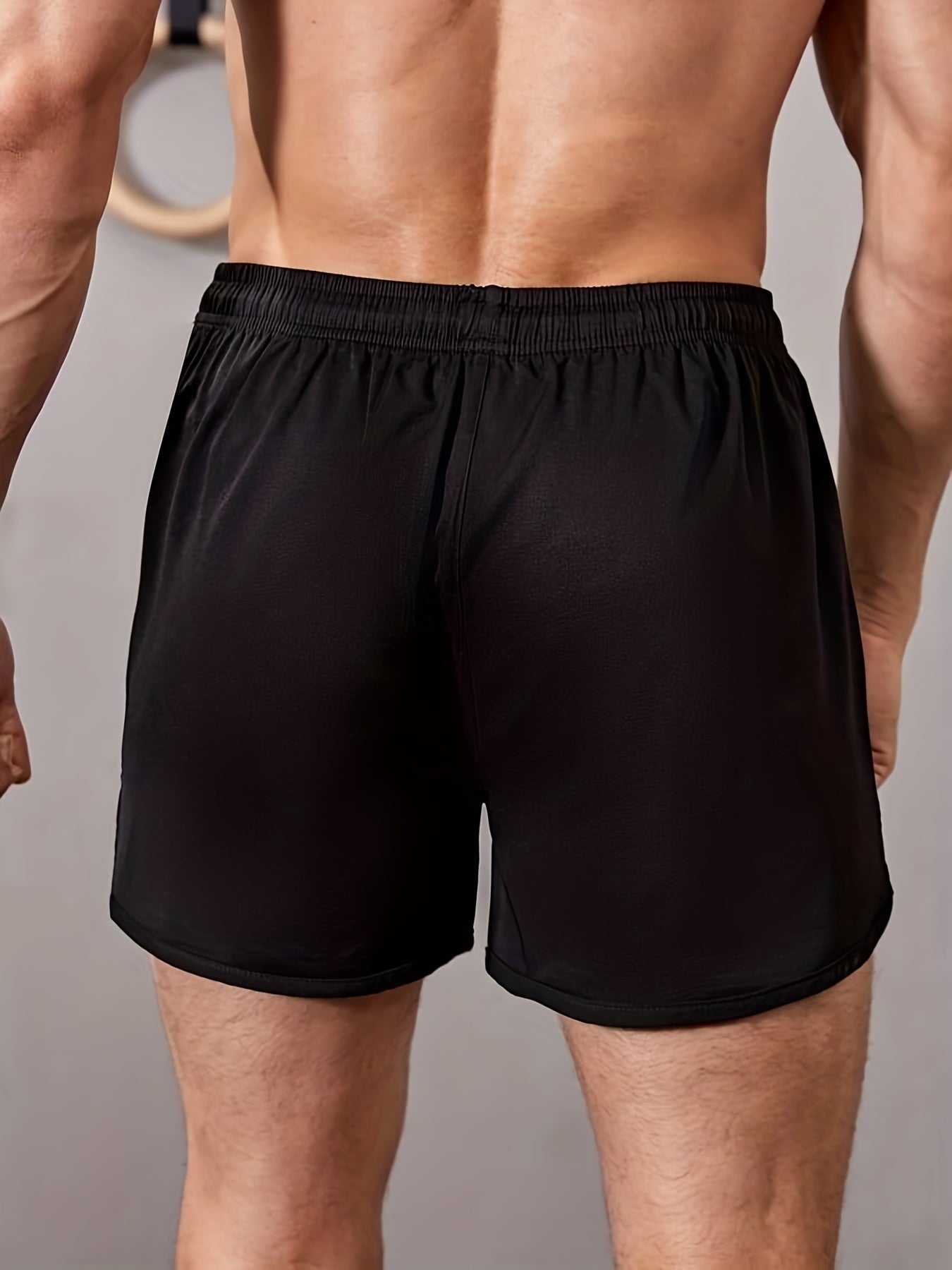 Men's Quick Dry Beach Shorts Solid Color Active Drawstring Fitness Gym Shorts