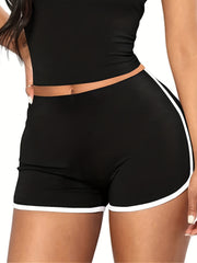  Sporty Shorts Women's Plus Contrast Binding Medium Stretch