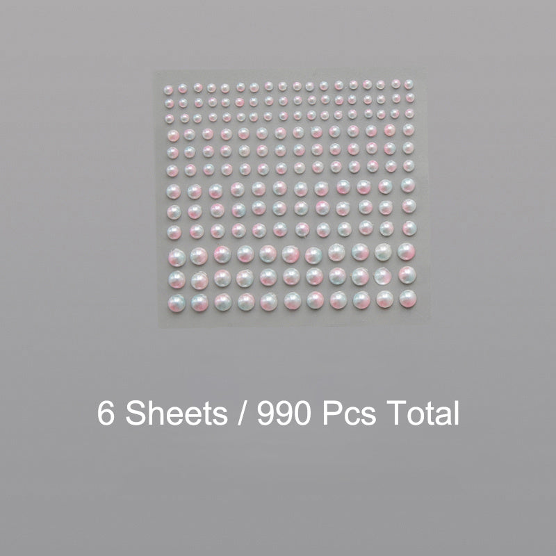 990pcs Self Adhesive Pearl Stickers for Crafts Beauty Home Decor 3-6mm