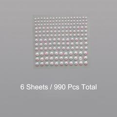 990pcs Self Adhesive Pearl Stickers for Crafts Beauty Home Decor 3-6mm