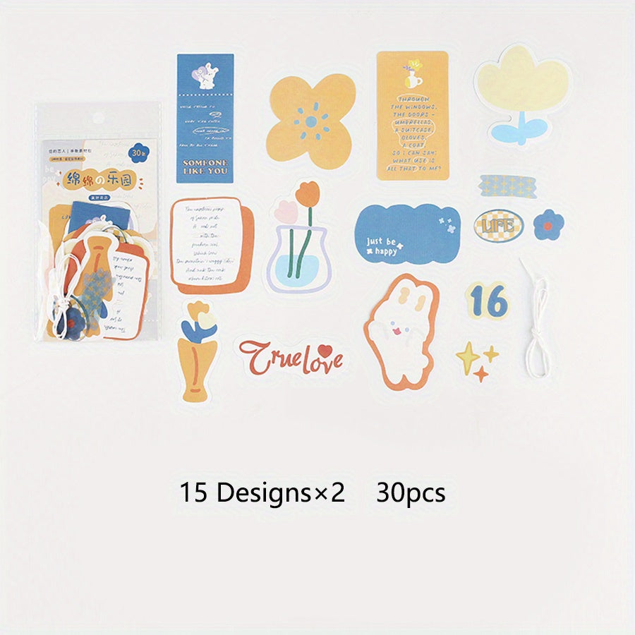 30 Sheets Sponge of Paradise Series Cartoon Journal DIY Collage Decoration