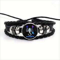 12 Constellation Leather Woven Bohemian Denim Bangle