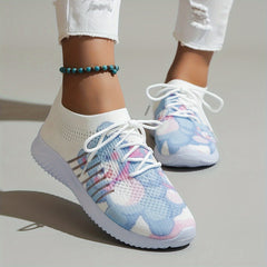 Women's Cartoon Bear Mesh Sneakers Lace-up Casual Running Shoes