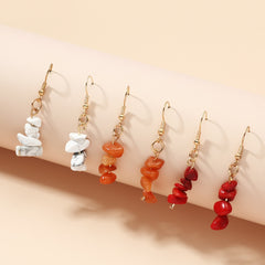 3 Pairs Natural Stone Charm Earrings Set