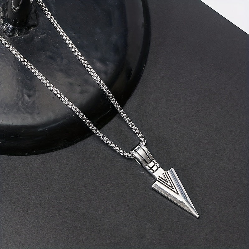 Men's Spearhead Pendant Necklace Street Hip hop Stainless Steel Sweater Chain