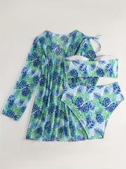  Tropical Print 3 Piece Bikini Set