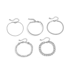 5 Pcs Sparkling Faux Diamond Women Bracelet Set