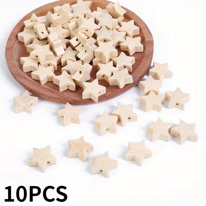10PCS 19MM Pentagram Wooden Beads DIY Beading Material Children Ornaments