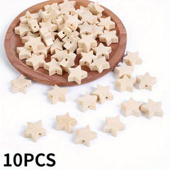 10PCS 19MM Pentagram Wooden Beads DIY Beading Material Children Ornaments