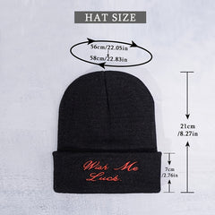 Shallow Knitted Beanie Hat Embroidery Alphabet Stretchy Soft Headwear Accessory