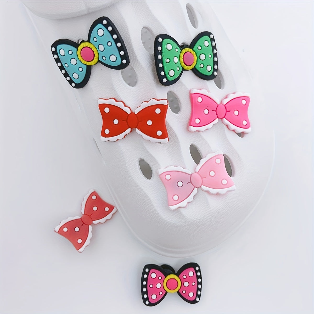 12pcs Bowknot Shape Shoe Charm PVC Rubber Shoe Buckle Clogs DIY Accessories