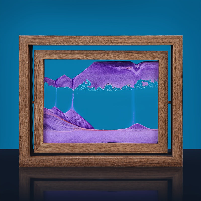360 Flip Quicksand Art Timer for Living Room Decor Purple & Green