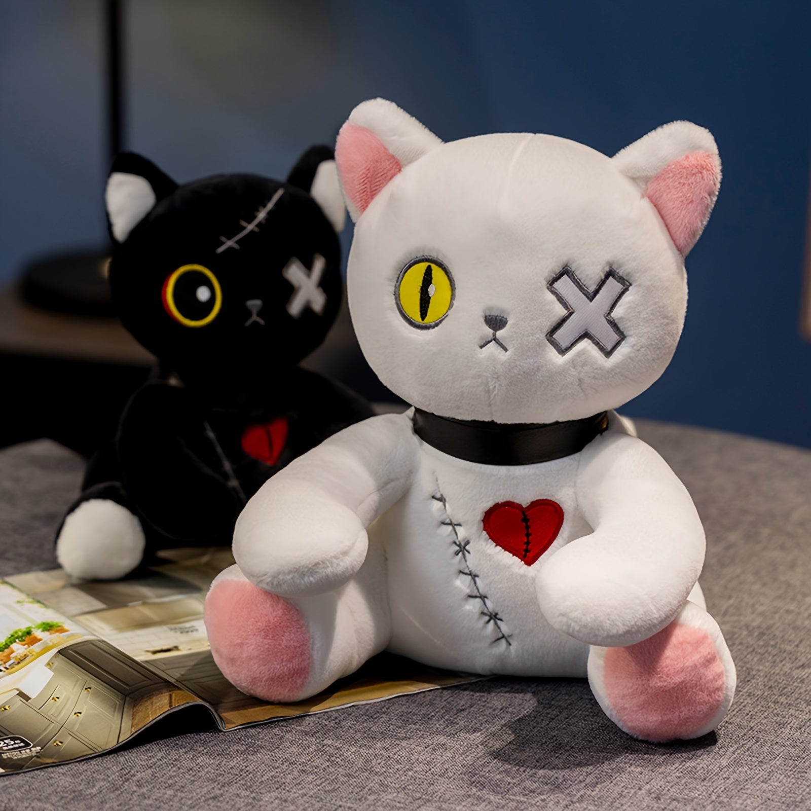 HALLOTOY Emotional Support Cat Plush Toy Extra Stuffed Soft Cuddly Companion