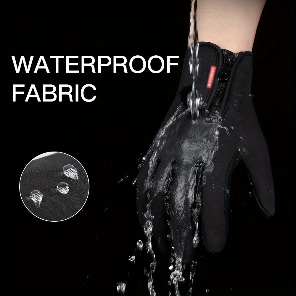 Men's Winter Cycling Gloves Touch Screen Compatible Warm Windproof Full Finger