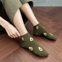 Men's Avocado Pattern Liner Anklet Socks x5