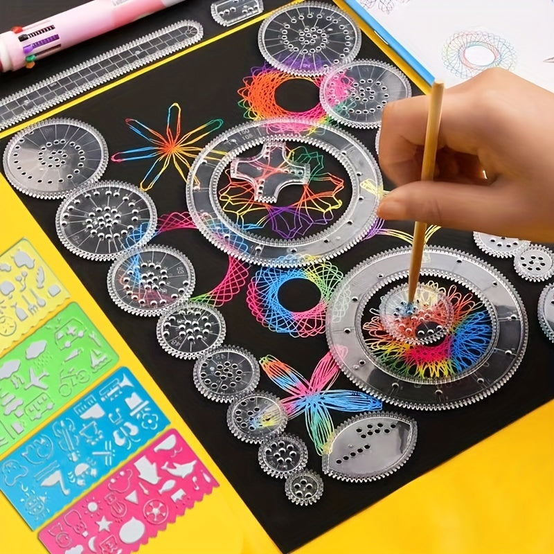 28pcs DIY Magic Ruler Scratch Painting Set Colorful Puzzle Drawing Tools