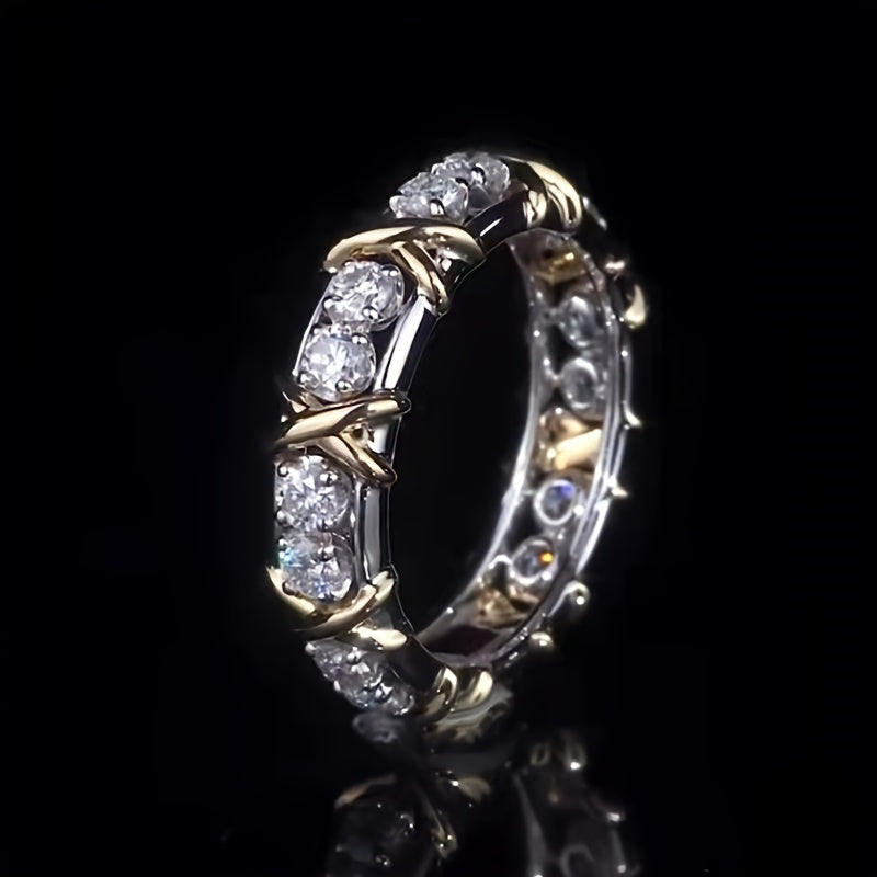 Golden Hip hop Ring Men's And Women's Zircon Punk Wedding Ring Jewelry
