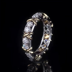 Golden Hip hop Ring Men's And Women's Zircon Punk Wedding Ring Jewelry