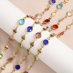 1 Meter Colorful Round Crystal Clip Copper Chain Diy Bracelet Necklace