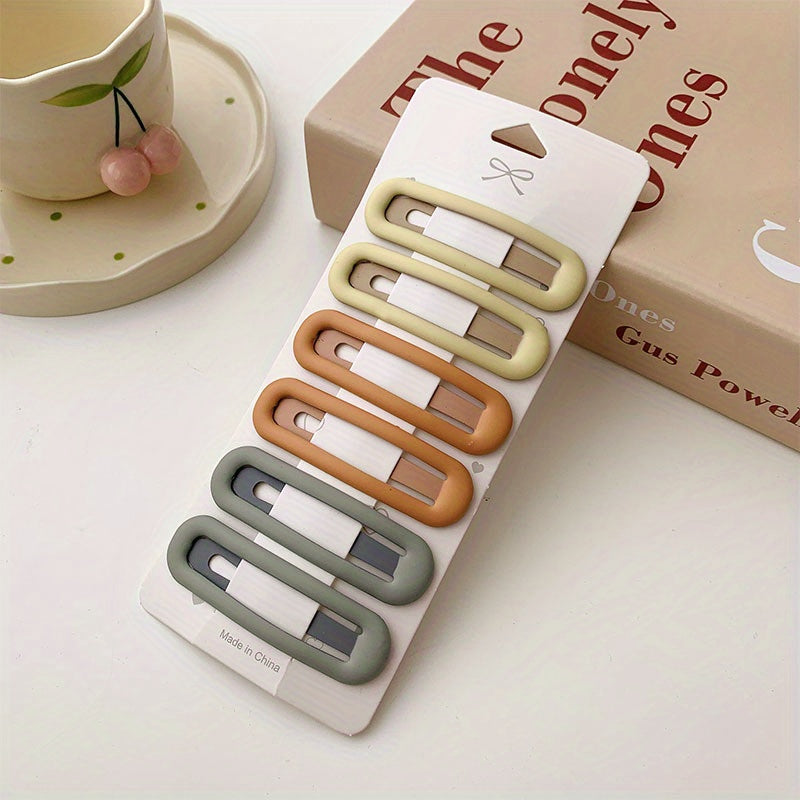 6pcs Solid Hair Clip Female Side Clip Bangs Clip Back Head Non slip Clip