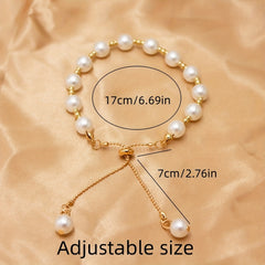 Faux Pearls Beaded Bracelet for Women - Hand Jewelry