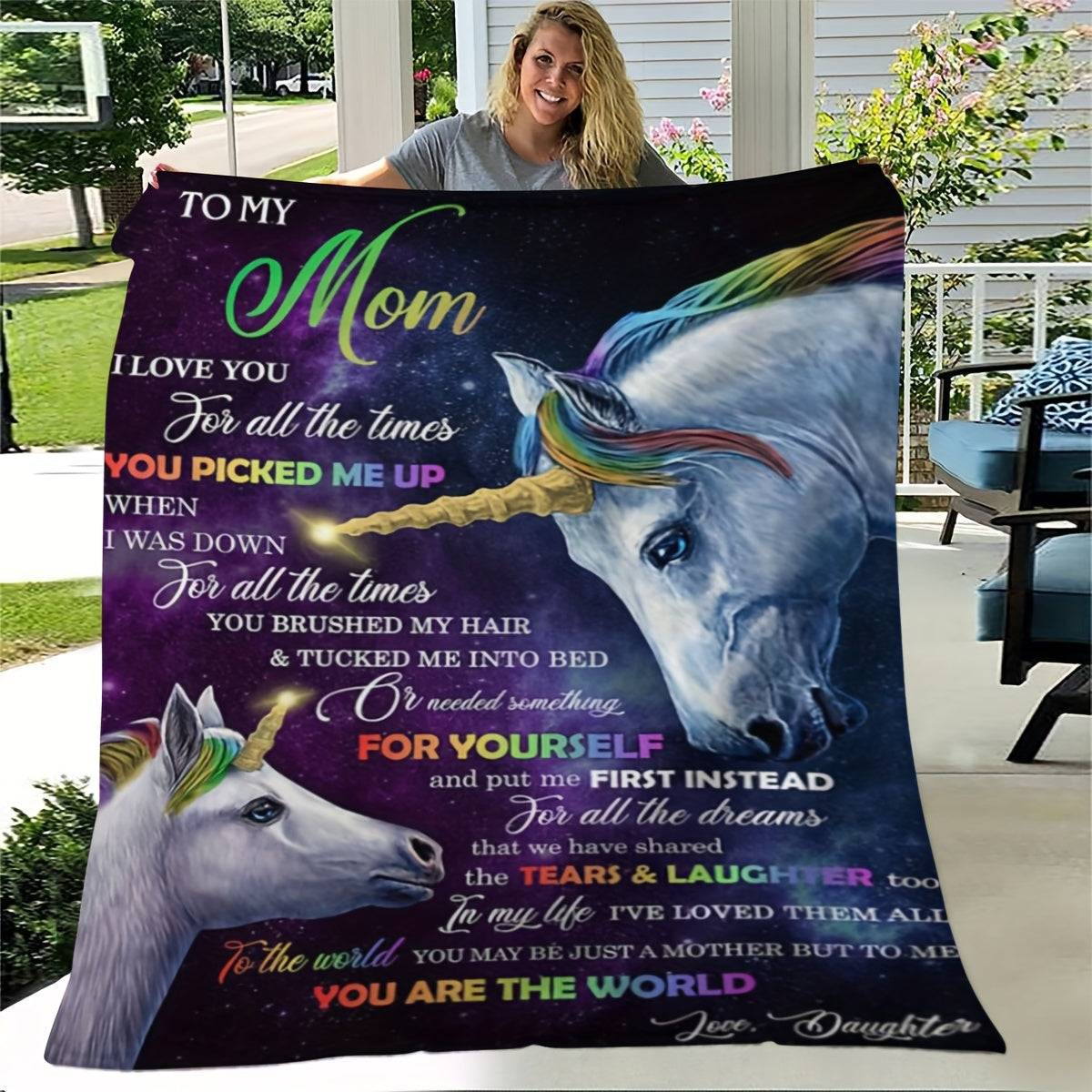 Rainbow Pony Blanket Gift For Mom From Daughter