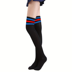 4 Pairs Striped Thigh High Socks Women's Stockings