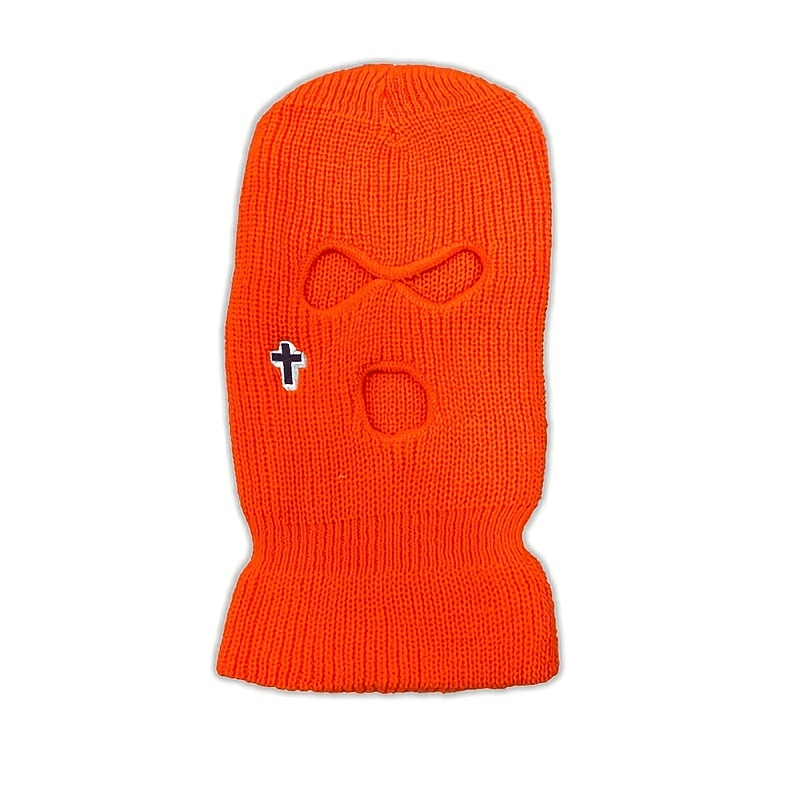 Cross Embroidered Three Hole Balaclava Hat Ski Mask