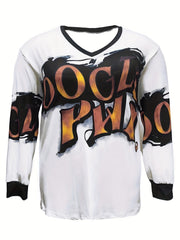  Women's Letter Print Long Sleeve Fitness Top