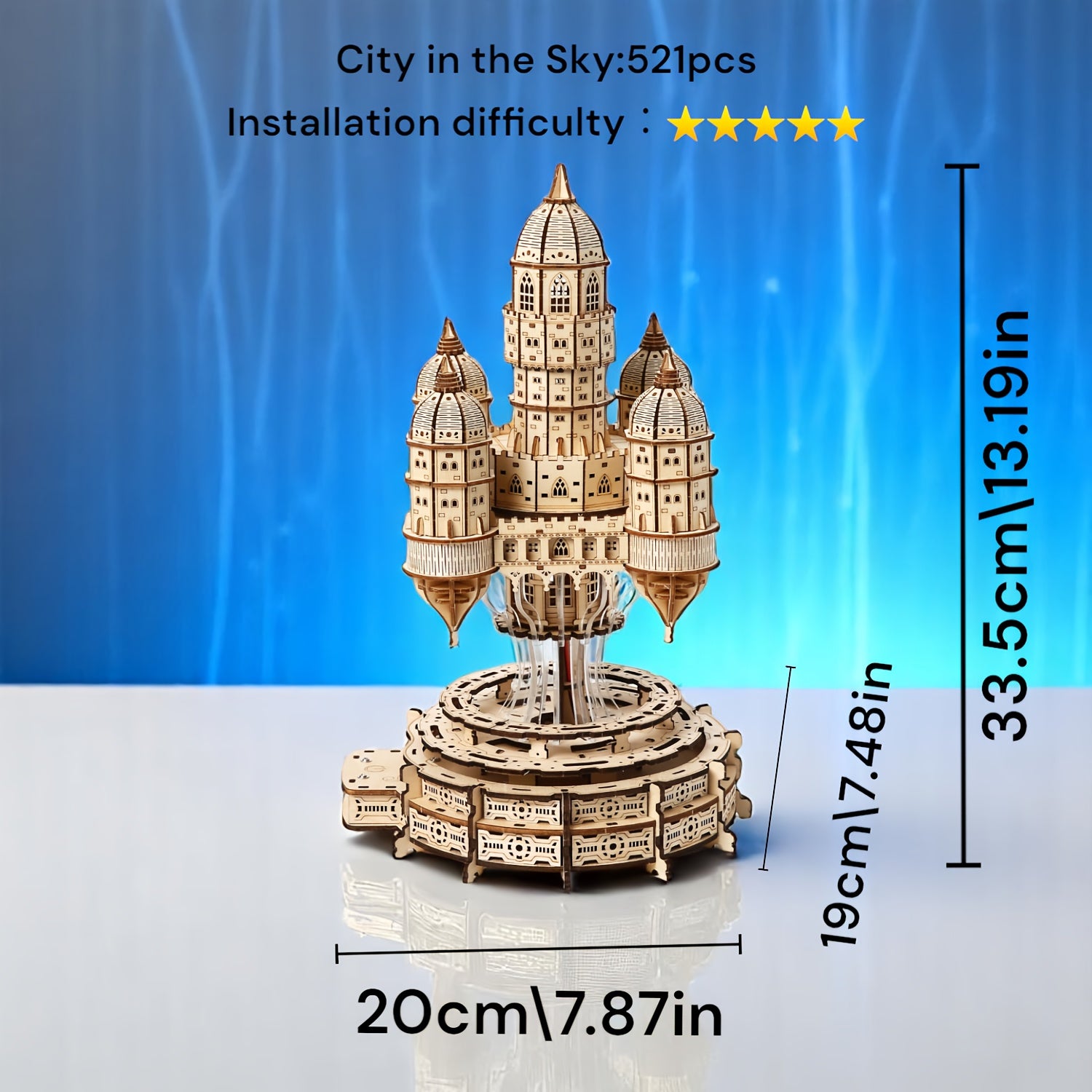 3D Wooden Puzzle Model City in the Sky - Complex Build for Collectors - Ages 14+