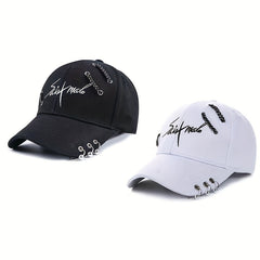 Hip Hop Couple Baseball Cap Embroidery Ring Decor Unisex Sun Hat