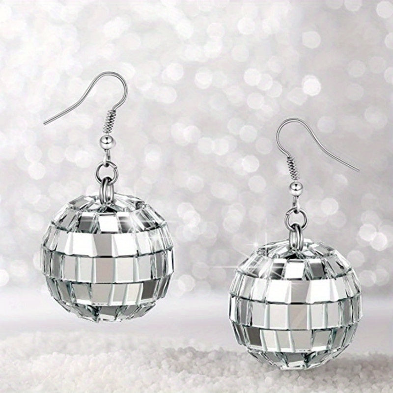 Vintage Disco Ball Dangle Earrings Round Drop Boho Jewelry