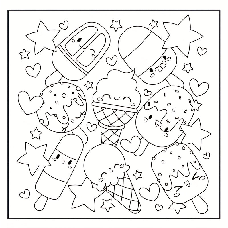 Excavator Ice Cream Coloring Book for All Ages