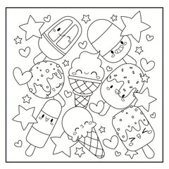 Excavator Ice Cream Coloring Book for All Ages