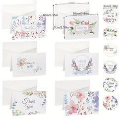 6pcs Thank You Cards With Envelopes & Sealing Stickers