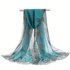 Leopard Chain Print Chiffon Scarf Thin Breathable Shawl Summer Sunscreen