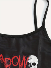  Gothic Skull & Letter Print Pajama Set