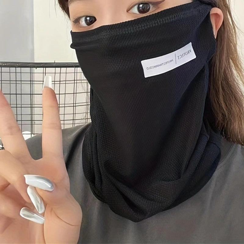 Ice Silk Sunproof Mask Ear Hook Neck Gaiter Solid Unisex Balaclava