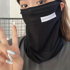 Ice Silk Sunproof Mask Ear Hook Neck Gaiter Solid Unisex Balaclava