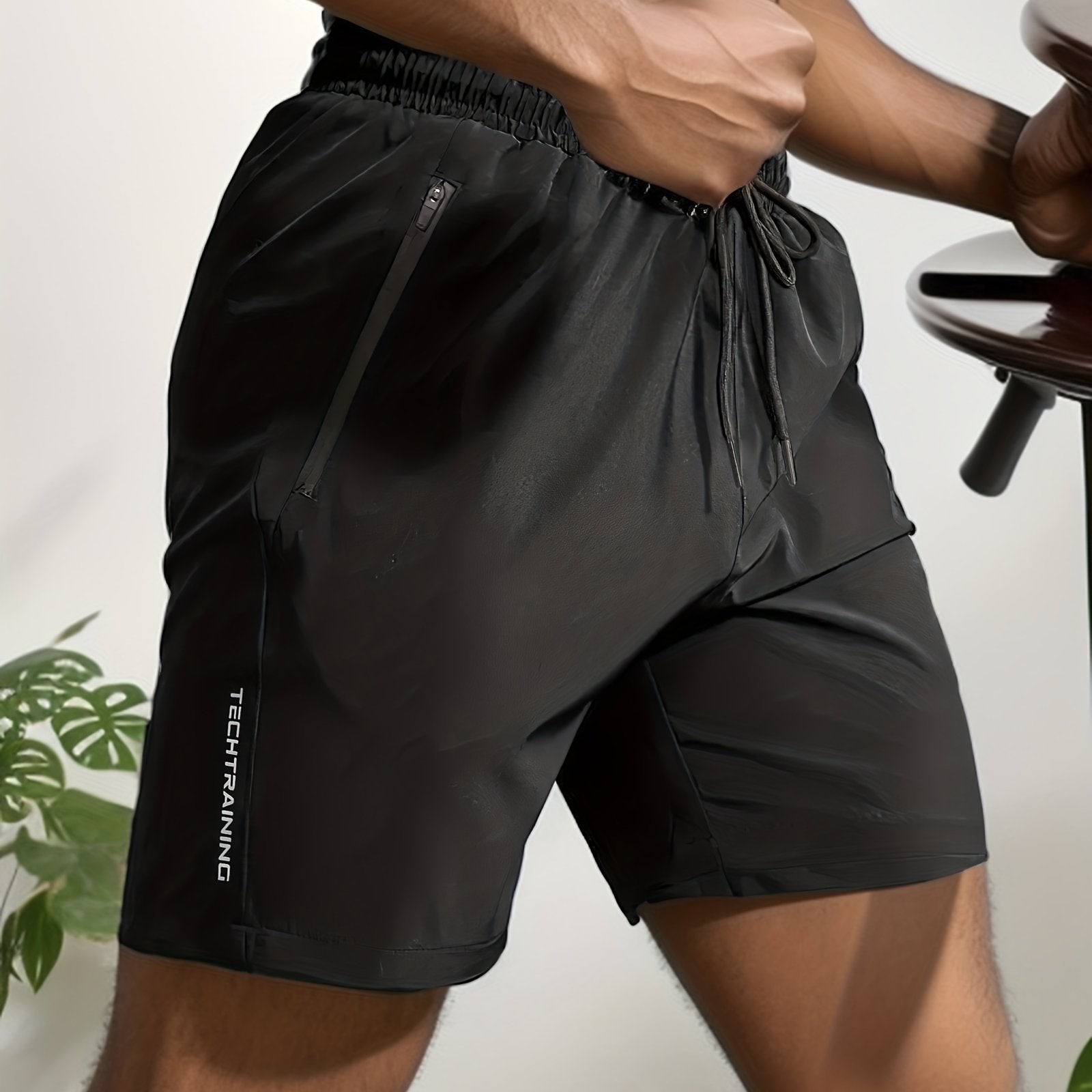 Quick Dry Comfy Men's Casual Zip Pockets Stretch Waist Drawstring Shorts