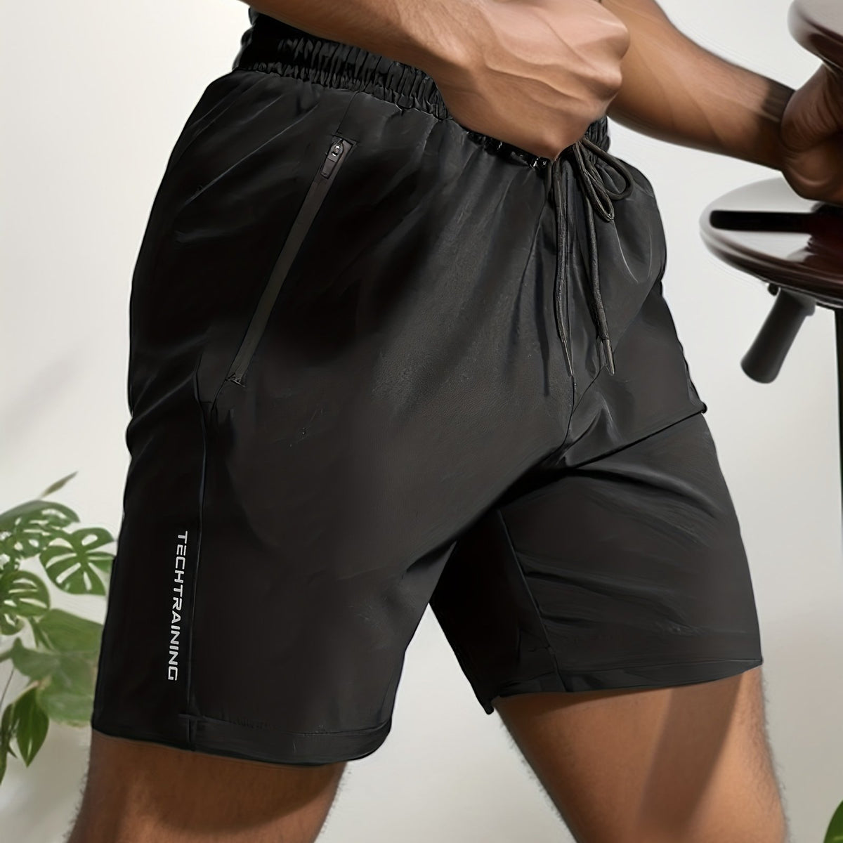 Quick Dry Comfy Men's Casual Zip Pockets Stretch Waist Drawstring Shorts