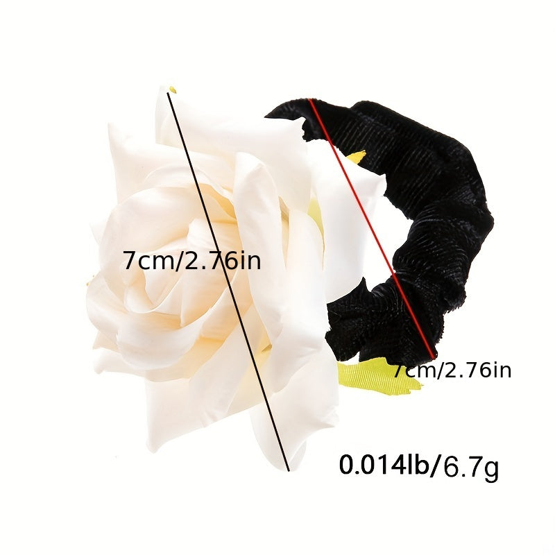 Rose Hair Tie Fabric Colorful Hair Rope Vacation Beach Style Ponytail Holder
