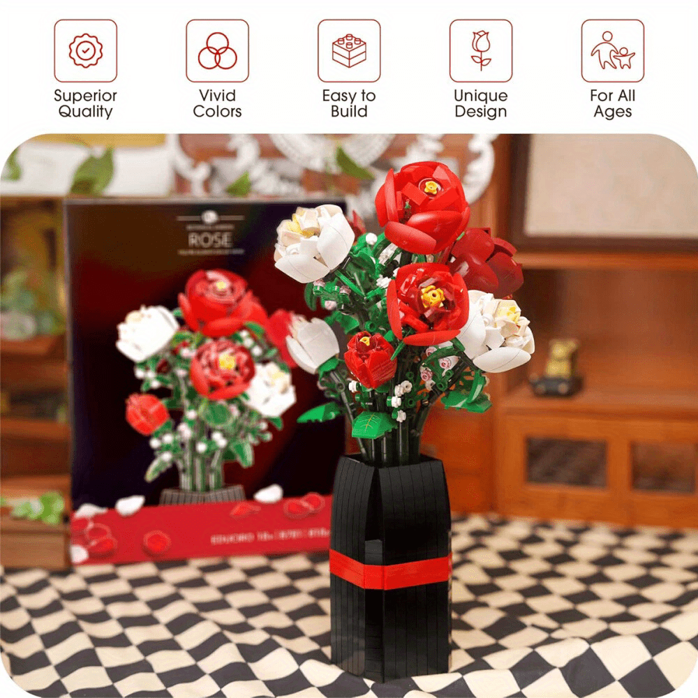 Rose Bouquet Building Block Toy - Friendship Love Gift